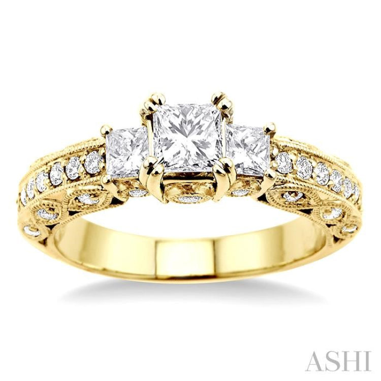 Princess Shape Past Present & Future Diamond Engagement Ring