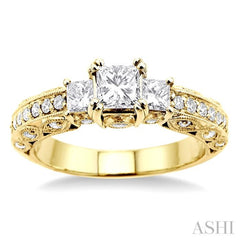 Princess Shape Past Present & Future Diamond Engagement Ring