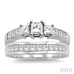 Princess Shape Past Present & Future Diamond Wedding Set