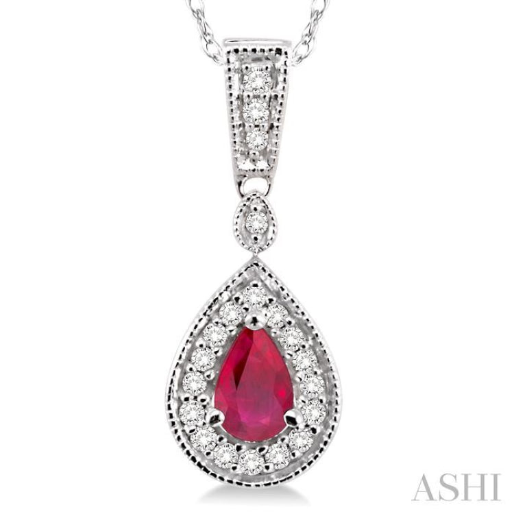 Pear Shape Gemstone & Halo Diamond Pendant