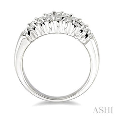 1 Ctw Baguette and Round Cut Diamond Band in 14K White Gold