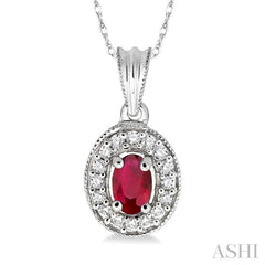 Oval Shape Gemstone & Diamond Pendant