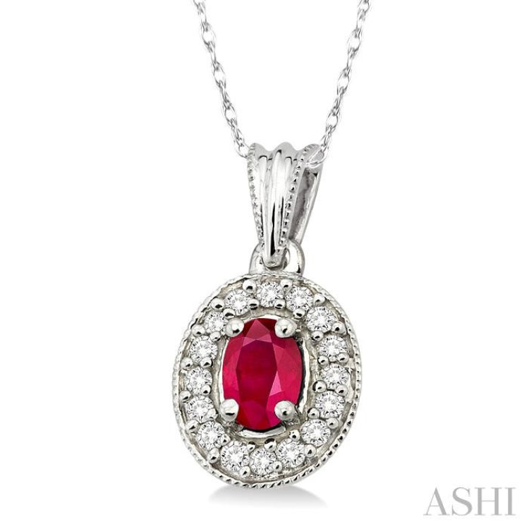 Oval Shape Gemstone & Diamond Pendant