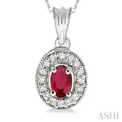 Oval Shape Gemstone & Diamond Pendant