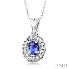 Oval Shape Gemstone & Diamond Pendant