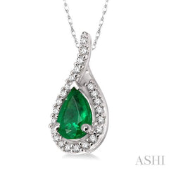 Pear Shape Gemstone & Halo Diamond Pendant