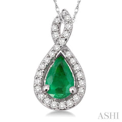 Pear Shape Gemstone & Halo Diamond Pendant