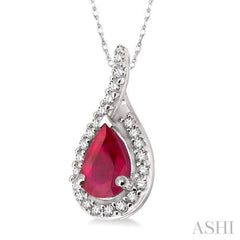 Pear Shape Gemstone & Halo Diamond Pendant