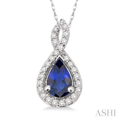 Pear Shape Gemstone & Halo Diamond Pendant