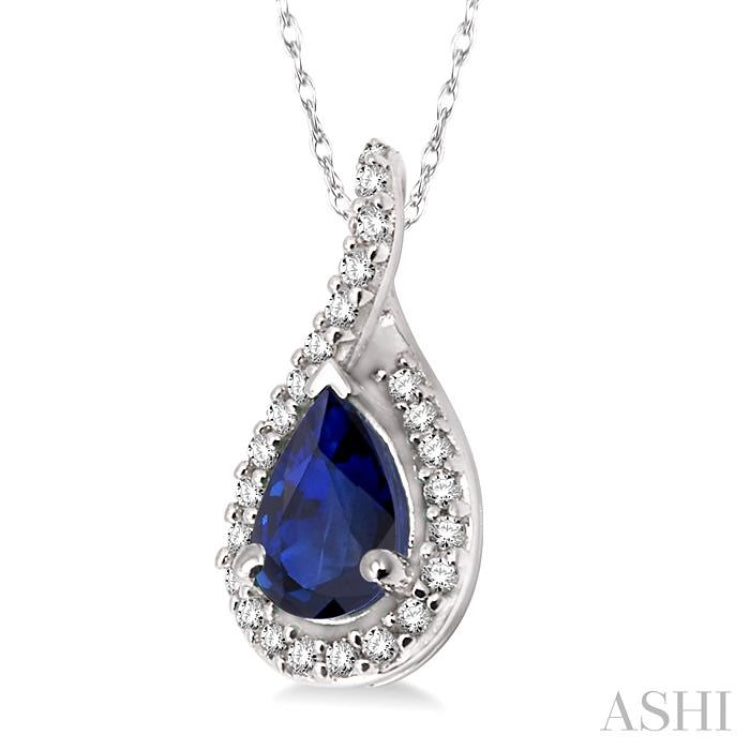 Pear Shape Gemstone & Halo Diamond Pendant