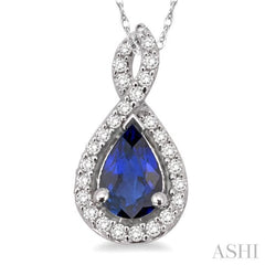 Pear Shape Gemstone & Halo Diamond Pendant