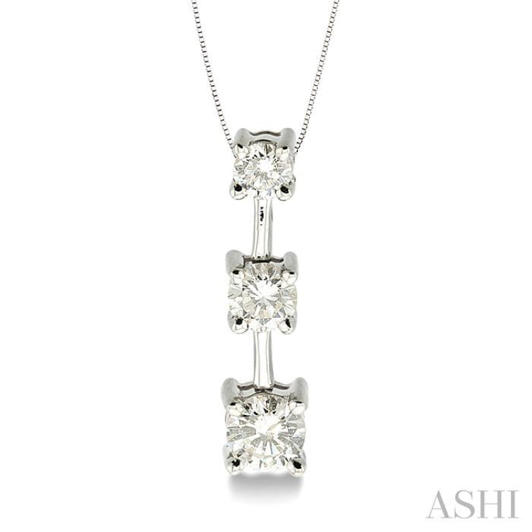 Round Shape Past Present & Future Diamond Pendant