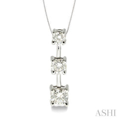 Round Shape Past Present & Future Diamond Pendant