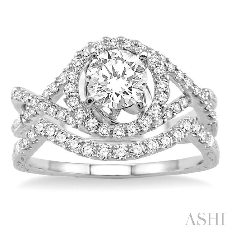 Round Shape Halo Diamond Wedding Set