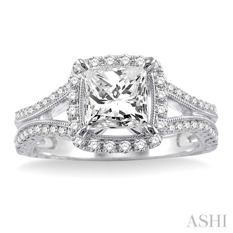 Princess Shape Halo Diamond Engagement Ring