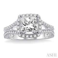 Princess Shape Halo Diamond Engagement Ring