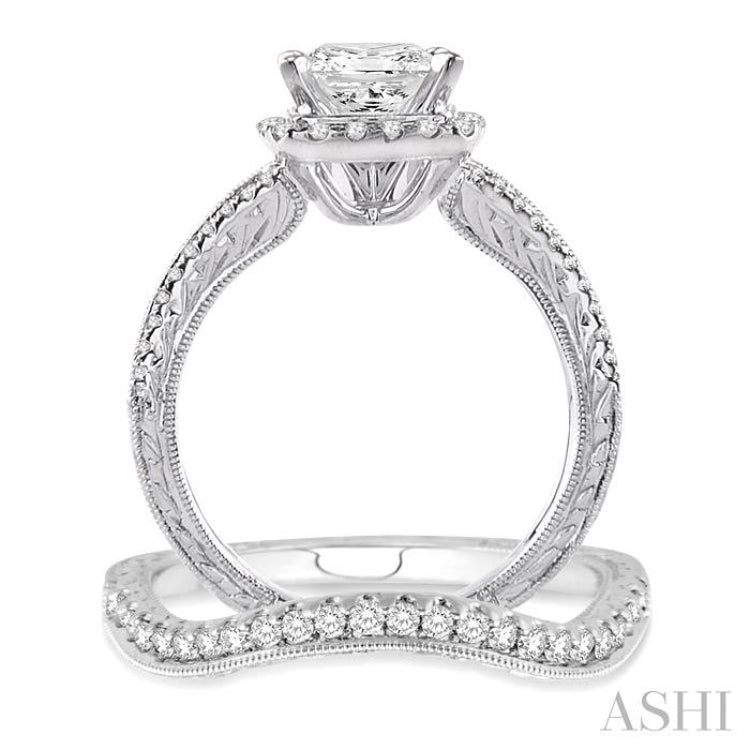 Princess Shape Halo Diamond Wedding Set