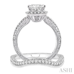 Princess Shape Halo Diamond Wedding Set