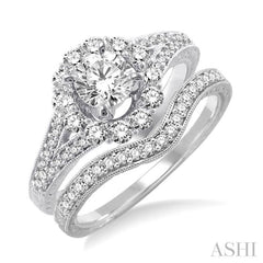 Round Shape Halo Diamond Wedding Set