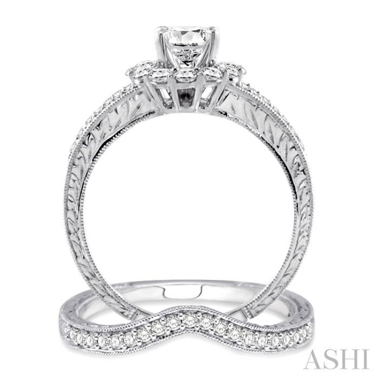 Round Shape Halo Diamond Wedding Set