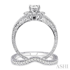 Round Shape Halo Diamond Wedding Set