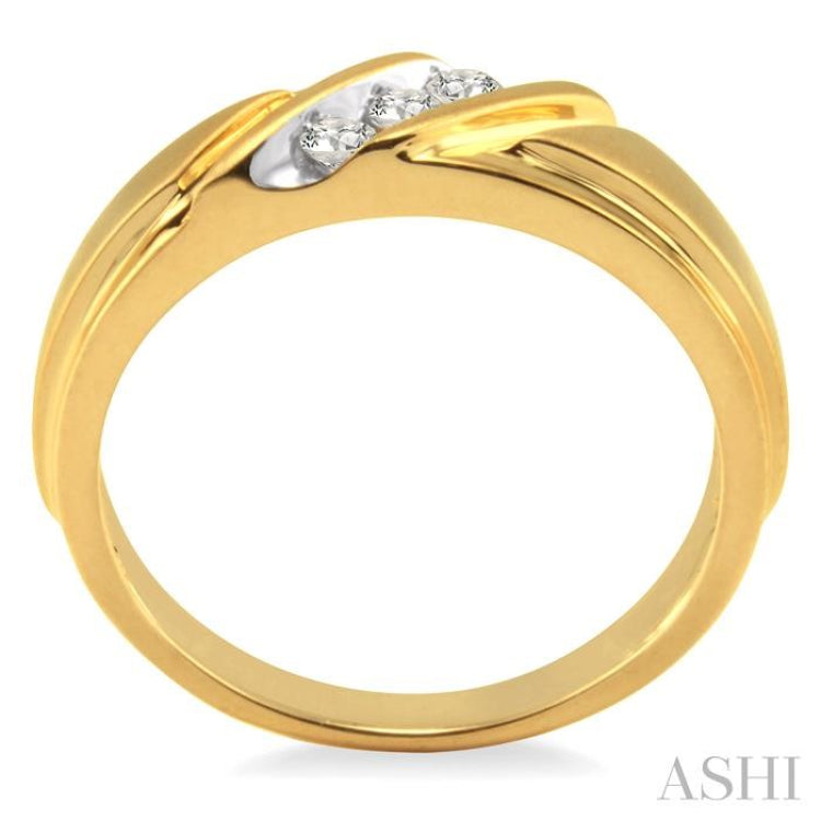 1/8 Ctw Round Cut Diamond Men's Ring in 14K Yellow Gold