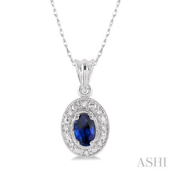 Oval Shape Gemstone & Diamond Pendant