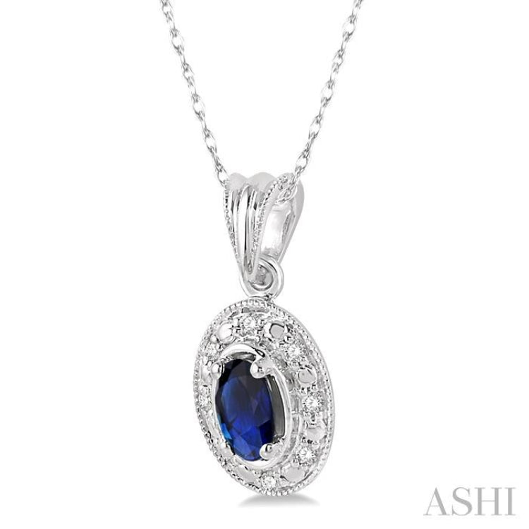 Oval Shape Gemstone & Diamond Pendant