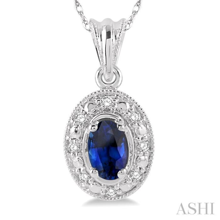 Oval Shape Gemstone & Diamond Pendant