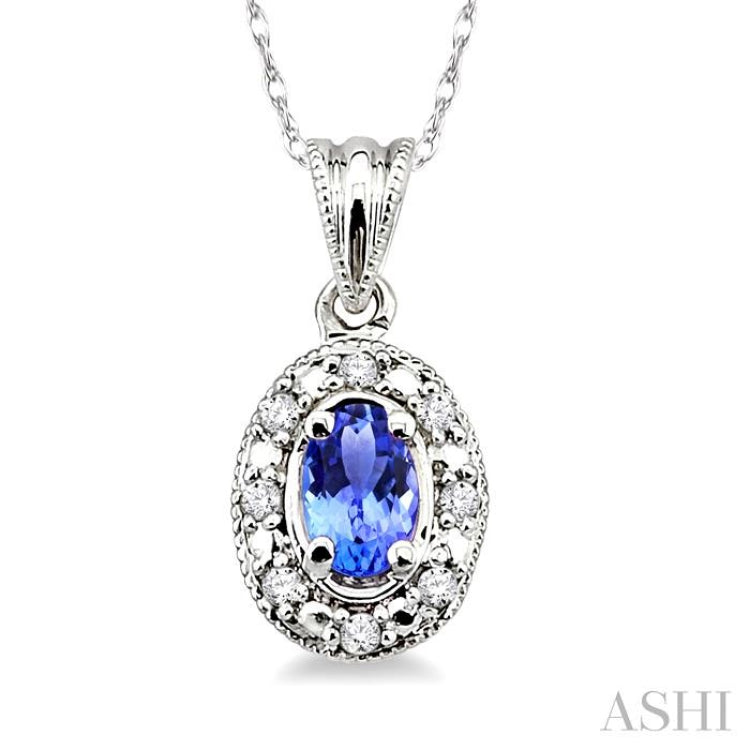 Oval Shape Gemstone & Diamond Pendant