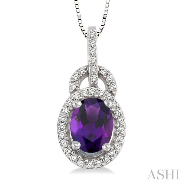 Oval Shape Gemstone & Halo Diamond Pendant