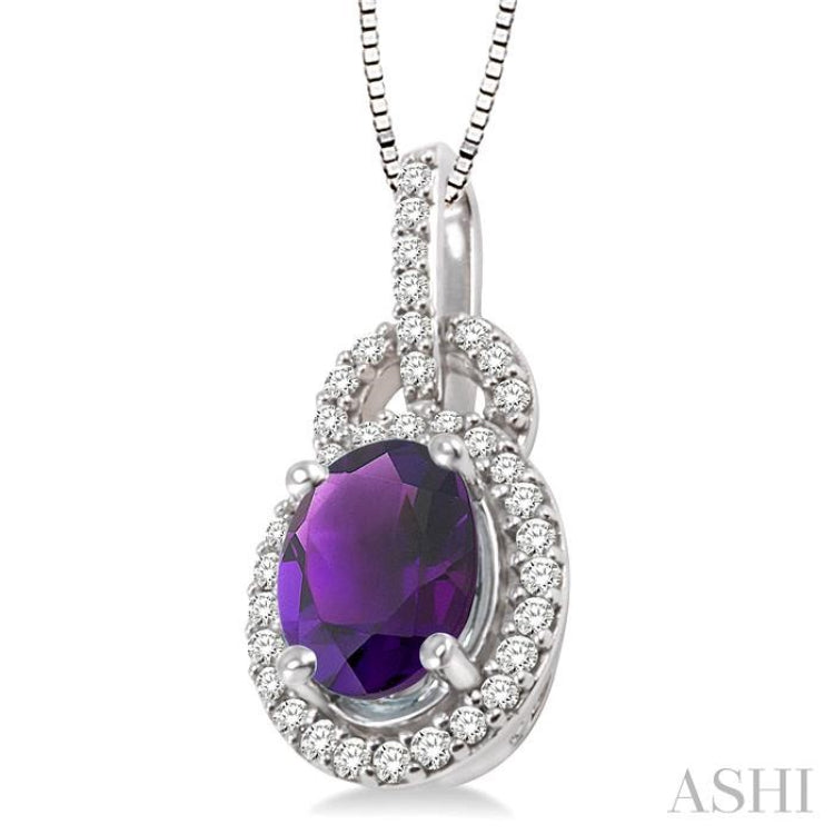 Oval Shape Gemstone & Halo Diamond Pendant