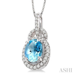 Oval Shape Gemstone & Halo Diamond Pendant