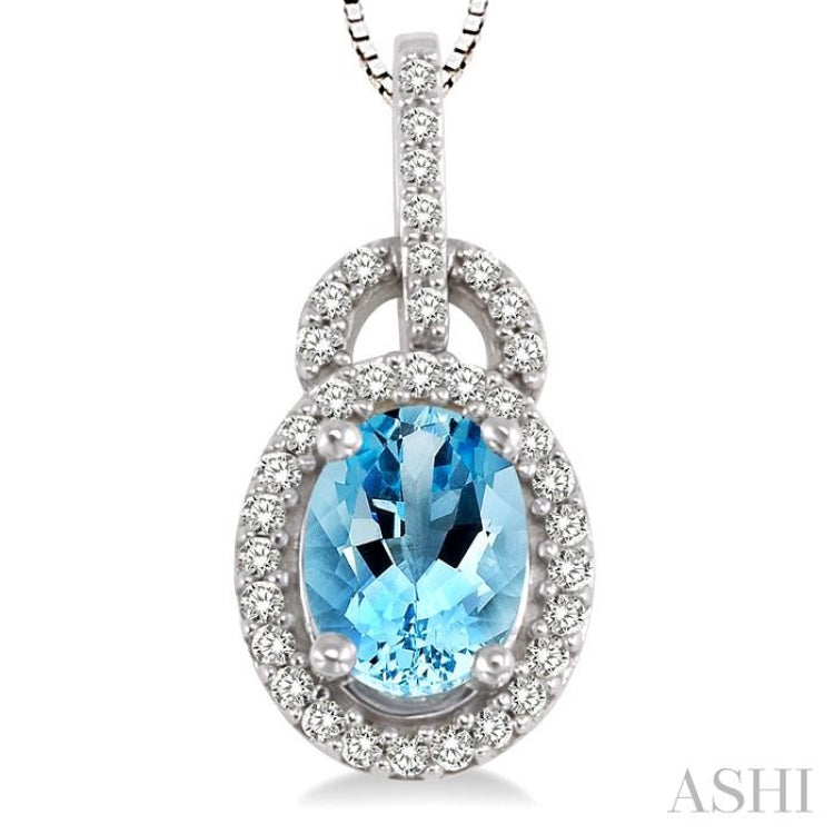 Oval Shape Gemstone & Halo Diamond Pendant