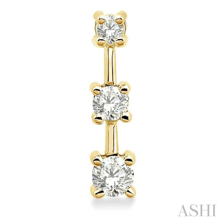 Round Shape Past Present & Future Diamond Earrings