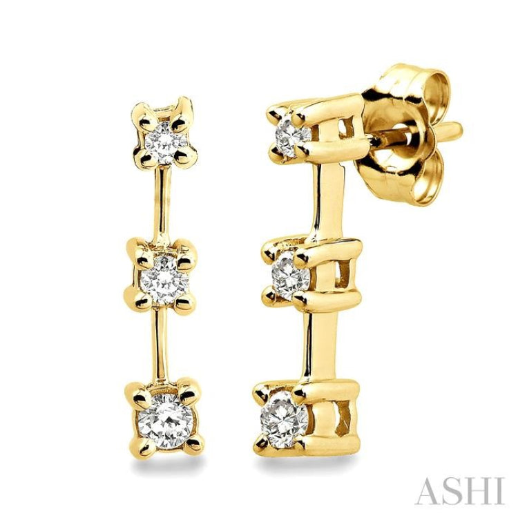 Round Shape Past Present & Future Diamond Earrings