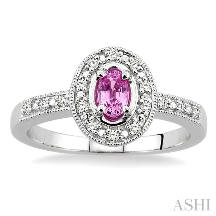 Oval Shape Gemstone & Halo Diamond Ring