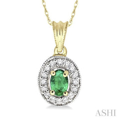 Oval Shape Gemstone & Diamond Pendant