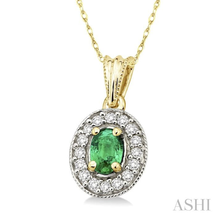 Oval Shape Gemstone & Diamond Pendant