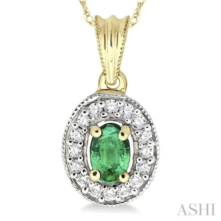 Oval Shape Gemstone & Diamond Pendant