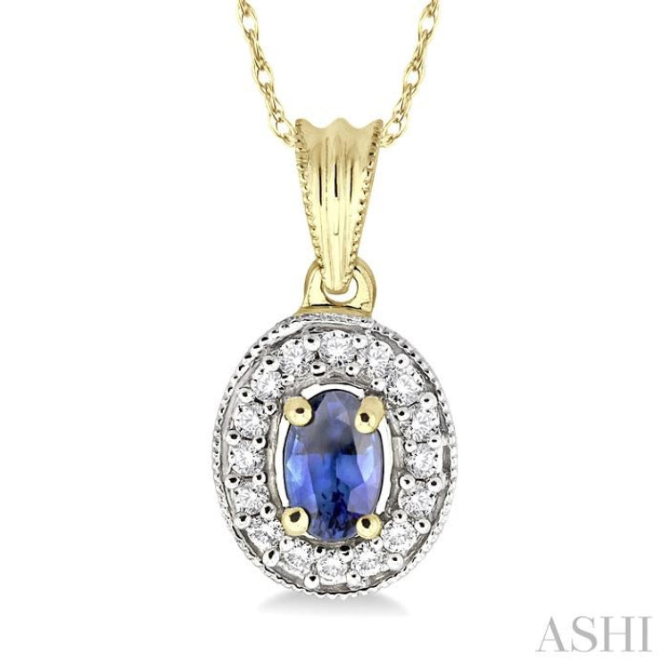 Oval Shape Gemstone & Diamond Pendant