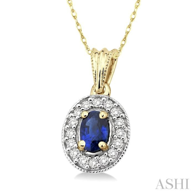 Oval Shape Gemstone & Diamond Pendant