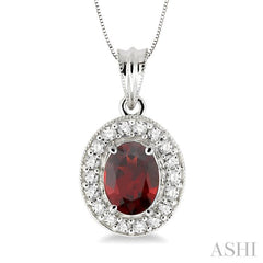 Oval Shape Gemstone & Halo Diamond Pendant