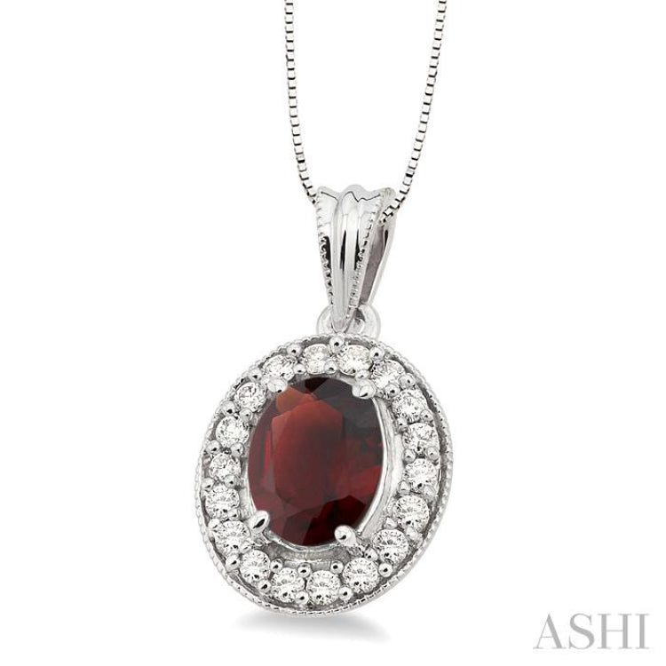 Oval Shape Gemstone & Halo Diamond Pendant