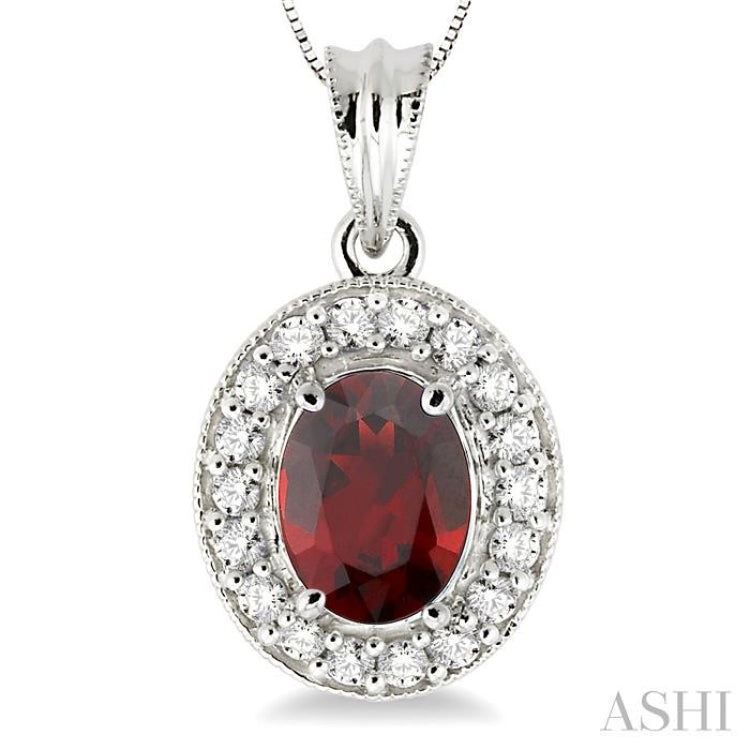 Oval Shape Gemstone & Halo Diamond Pendant