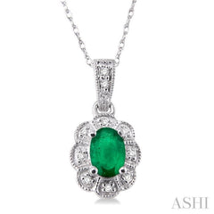 Oval Shape Gemstone & Halo Diamond Pendant