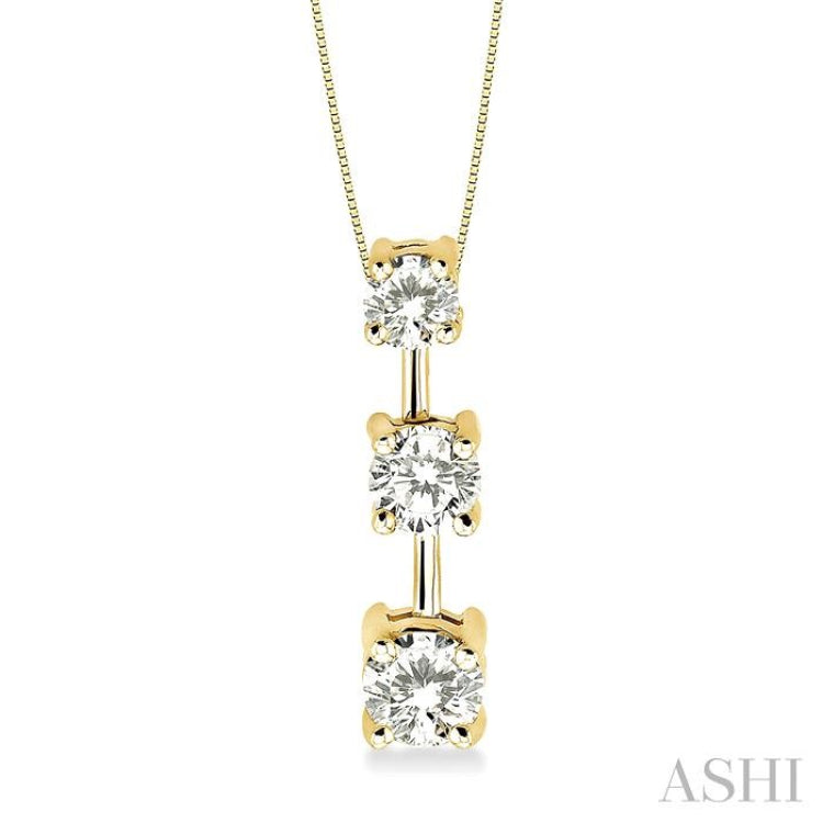 Round Shape Past Present & Future Diamond Pendant