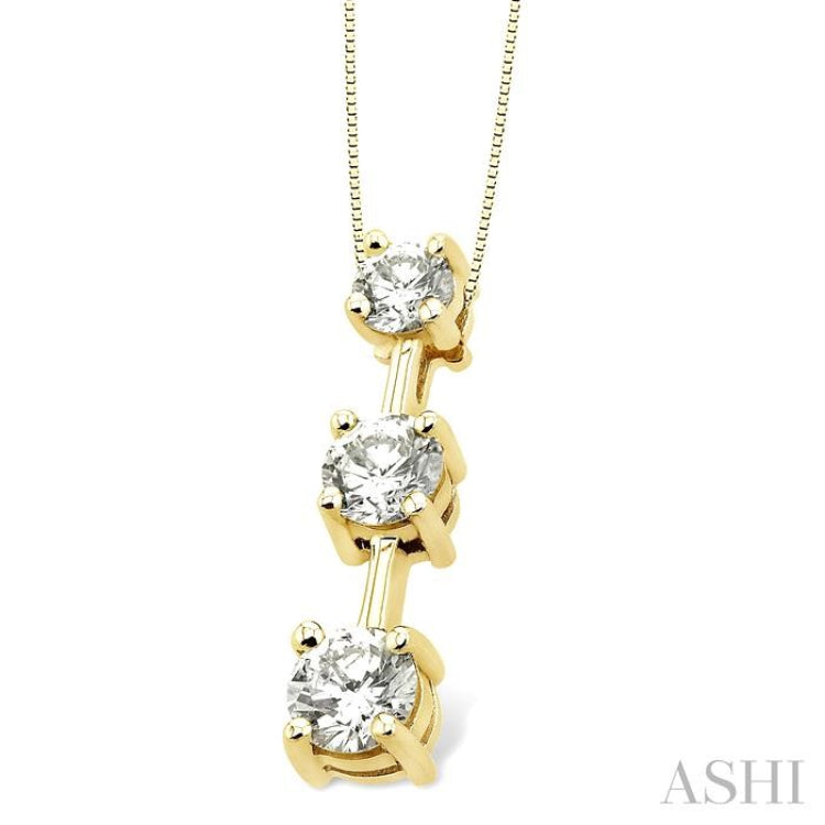 Round Shape Past Present & Future Diamond Pendant