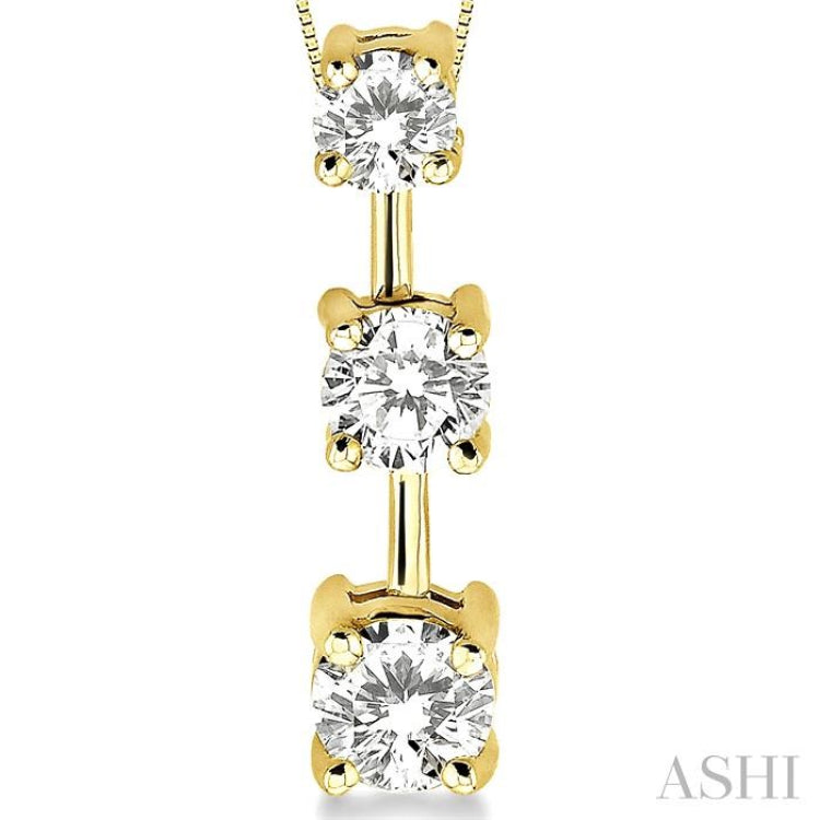 Round Shape Past Present & Future Diamond Pendant