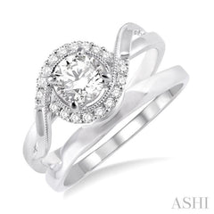 Round Shape Halo Diamond Wedding Set